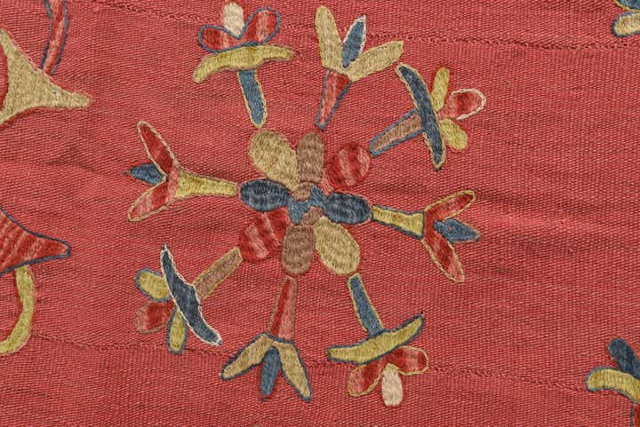 6' 3 x 7' 4 Hand Woven Kilim Suzani Wool Rug