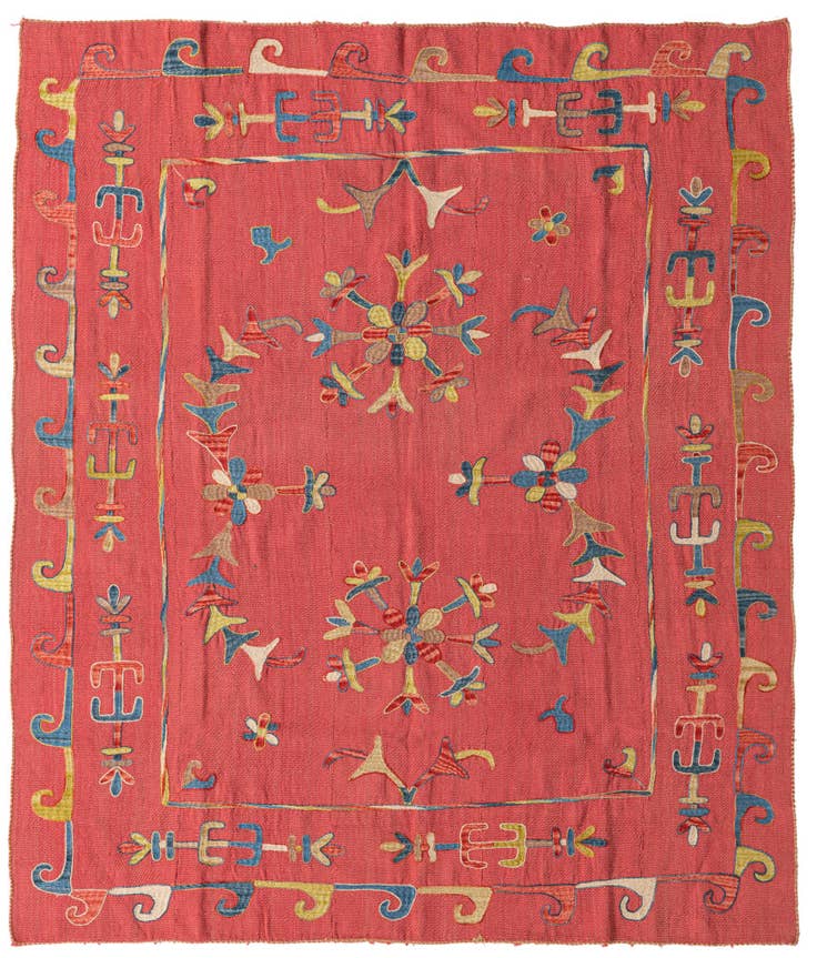 Detail image of 6' 3 x 7' 4 Hand Woven Kilim Suzani Wool Rug