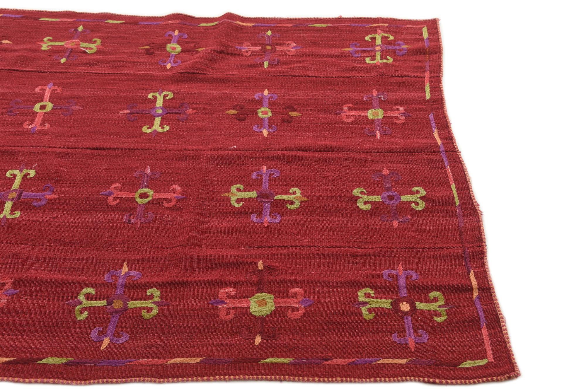 4' 4 x 5' 1 Hand Woven Kilim Suzani Wool Rug