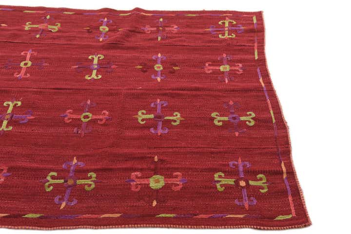 4' 4 x 5' 1 Hand Woven Kilim Suzani Wool Rug