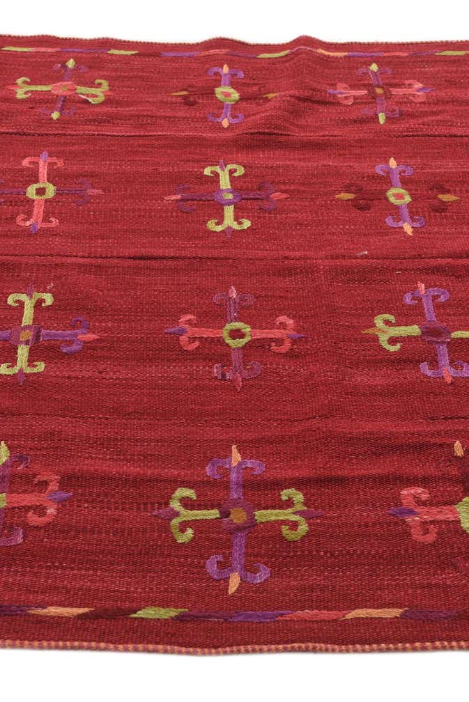 4' 4 x 5' 1 Hand Woven Kilim Suzani Wool Rug