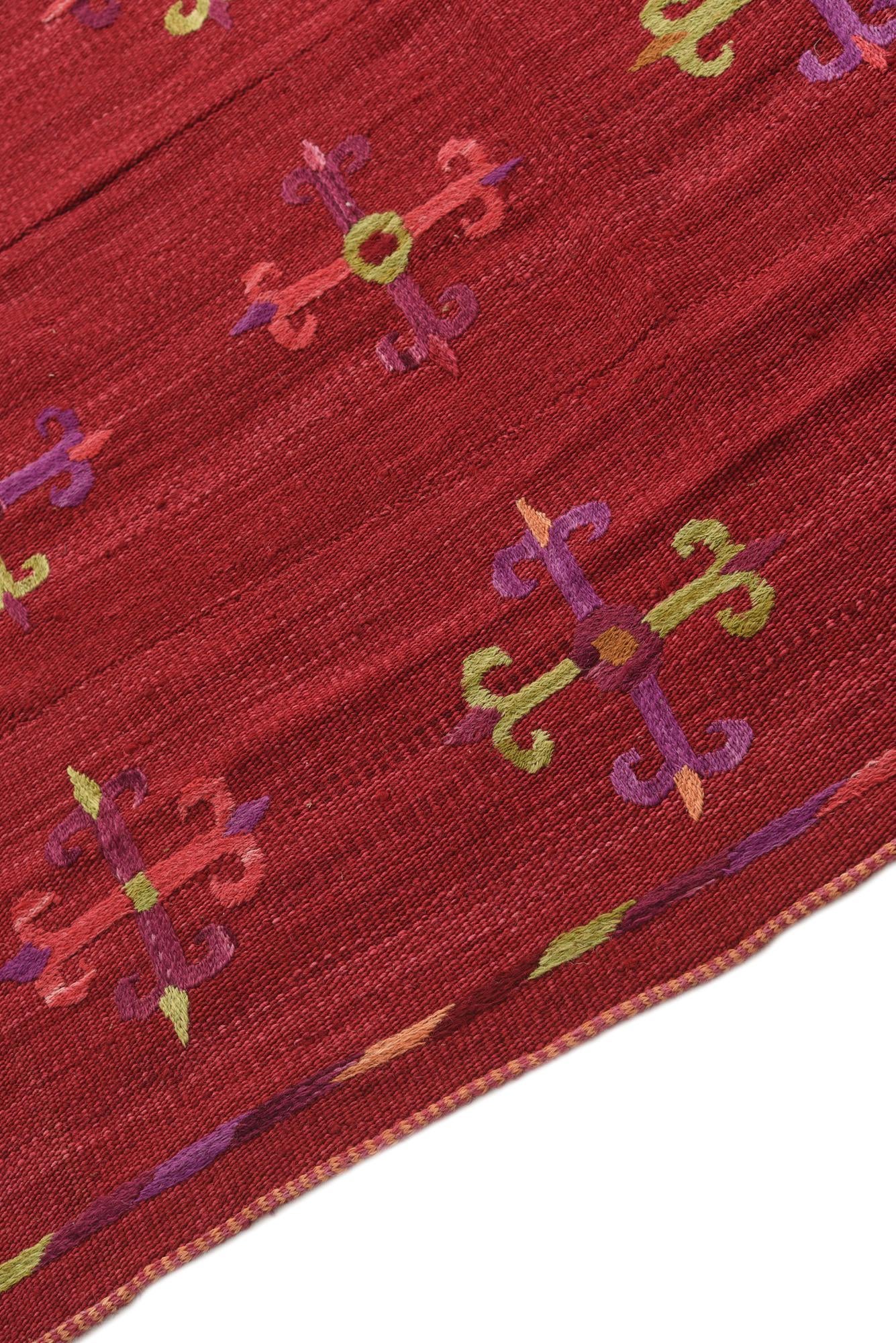 4' 4 x 5' 1 Hand Woven Kilim Suzani Wool Rug