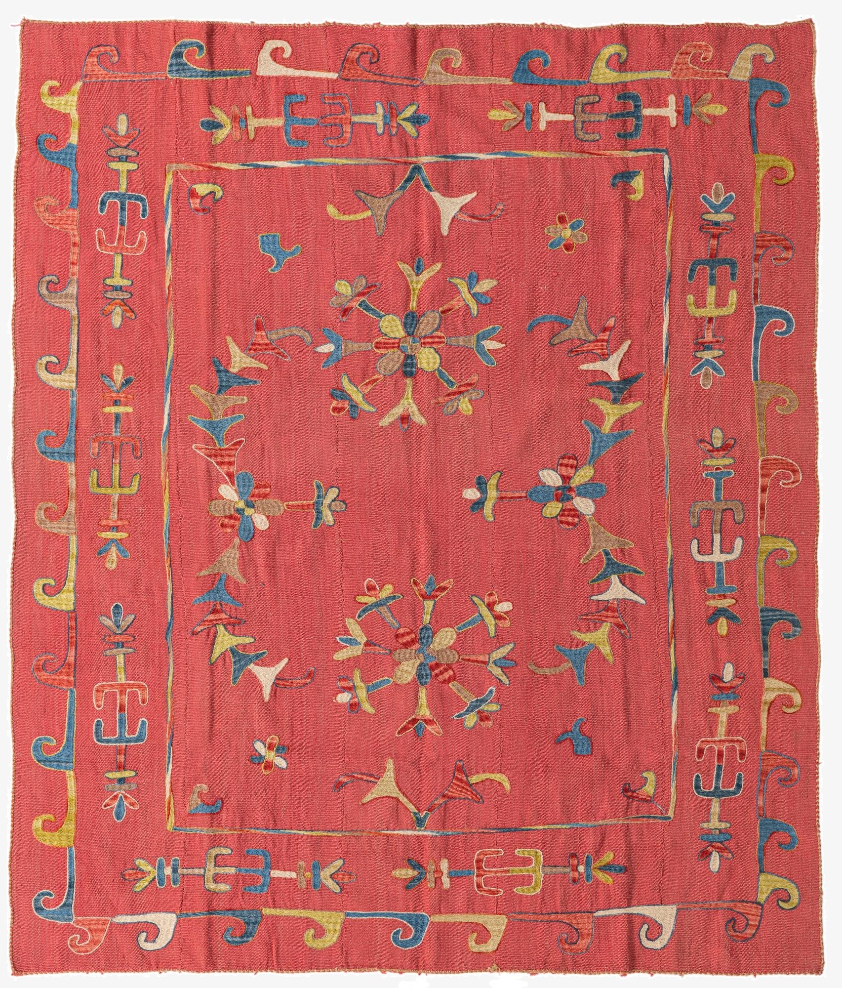 6' 3 x 7' 4  Hand Woven Kilim Suzani Wool Rug