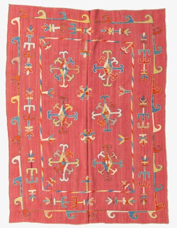 5' 5 x 7' 4 Hand Woven Kilim Suzani Wool Rug