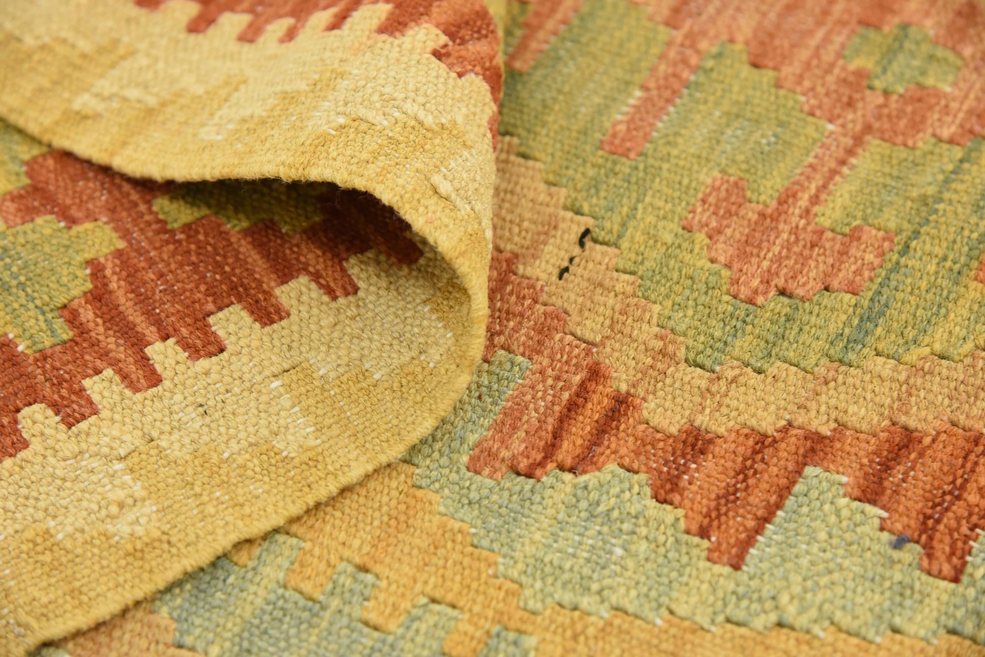 3' 11 x 6' 2 Hand Woven Kilim Waziri Wool Rug