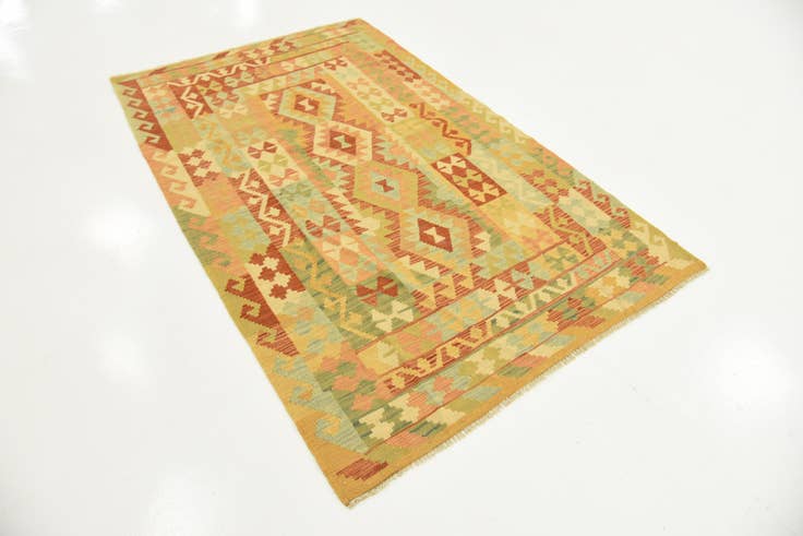 Detail image of 3' 11 x 6' 3 Hand Woven Kilim Waziri Wool Rug