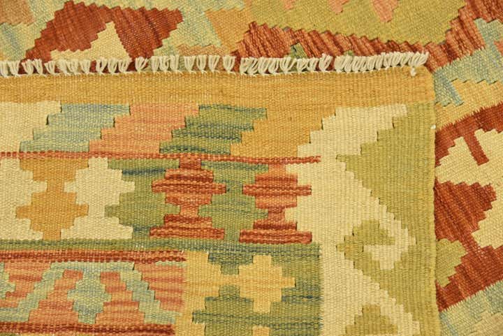 3' 11 x 6' 3 Hand Woven Kilim Waziri Wool Rug