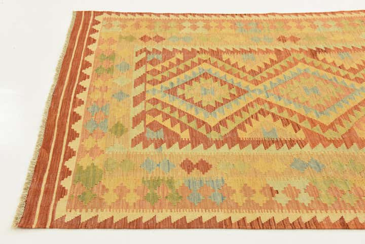 4' 2 x 5' 9 Hand Woven Kilim Waziri Wool Rug
