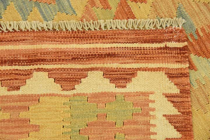 4' 2 x 5' 9 Hand Woven Kilim Waziri Wool Rug