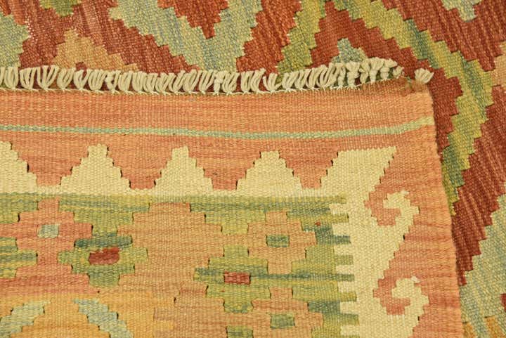 4' x 5' 9 Hand Woven Kilim Waziri Wool Rug