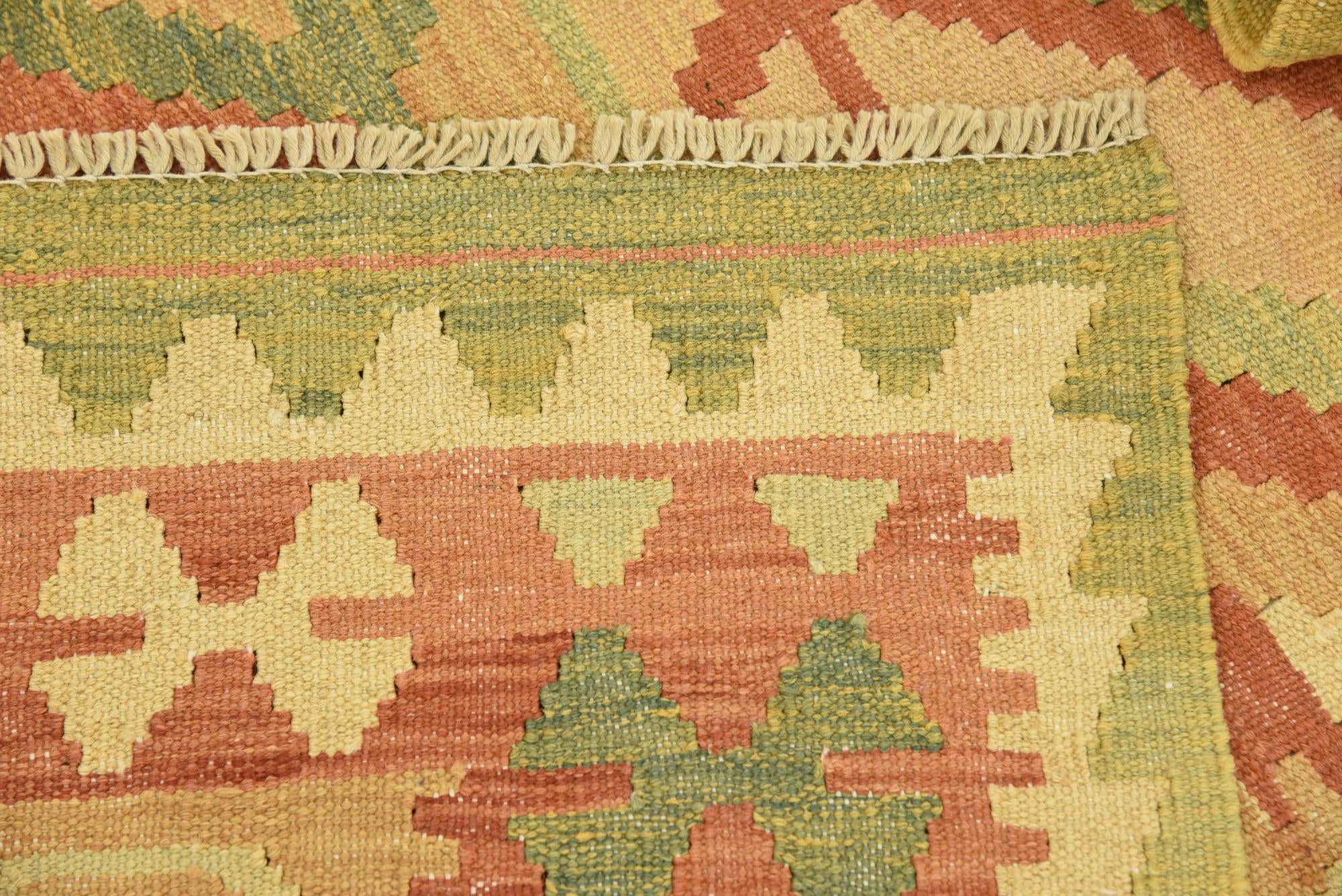 3' 9 x 6' 3 Hand Woven Kilim Waziri Wool Rug