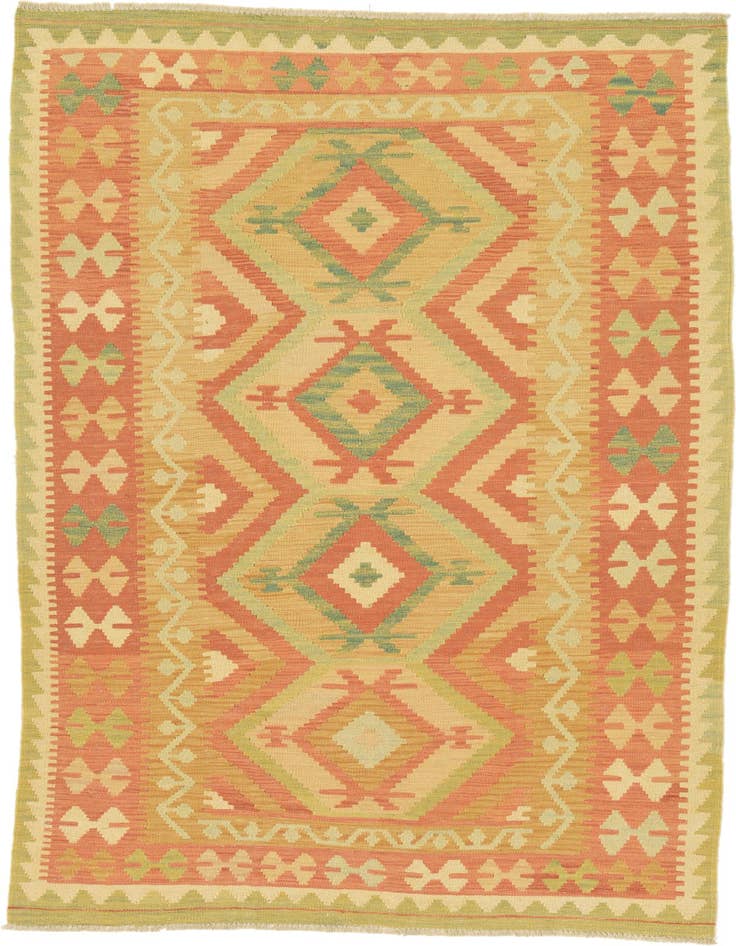 Detail image of 3' 9 x 6' 3 Hand Woven Kilim Waziri Wool Rug