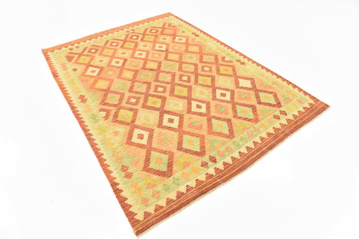 4' 10 x 6' 7 Hand Woven Kilim Waziri Wool Rug