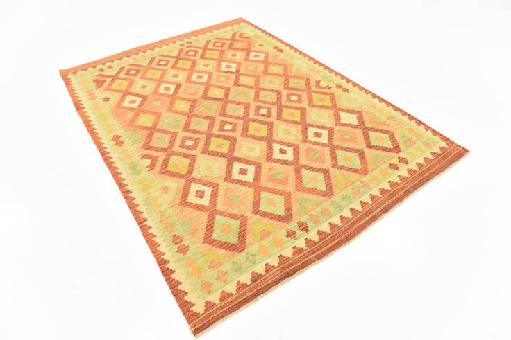 Detail image of 4' 10 x 6' 7 Hand Woven Kilim Waziri Wool Rug