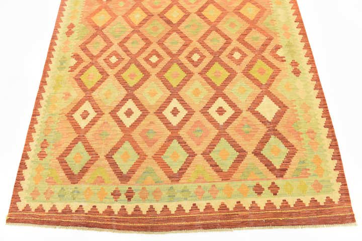 4' 10 x 6' 7 Hand Woven Kilim Waziri Wool Rug