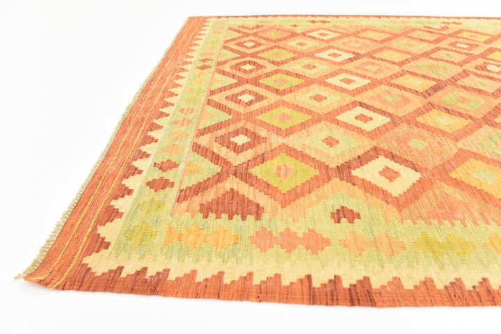 4' 10 x 6' 7 Hand Woven Kilim Waziri Wool Rug