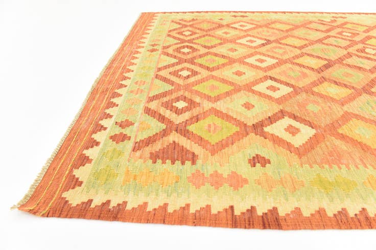 Detail image of 4' 10 x 6' 7 Hand Woven Kilim Waziri Wool Rug