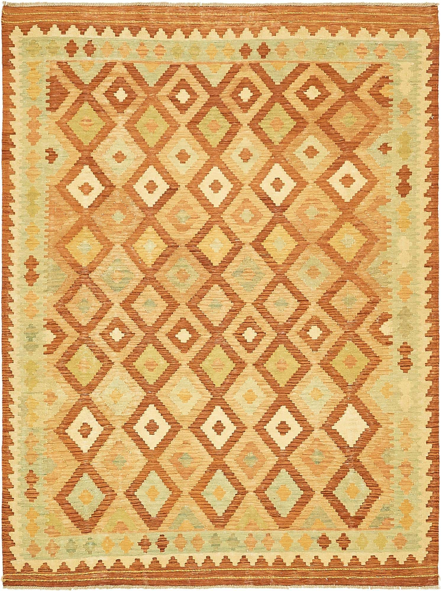 4' 10 x 6' 7 Hand Woven Kilim Waziri Wool Rug