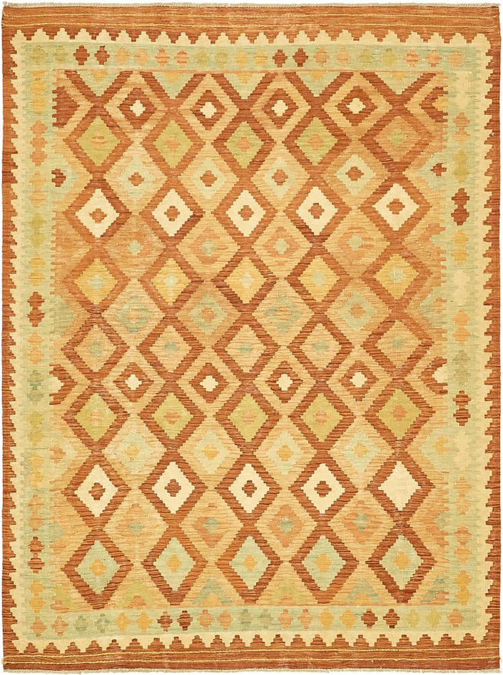 Detail image of 4' 10 x 6' 7 Hand Woven Kilim Waziri Wool Rug
