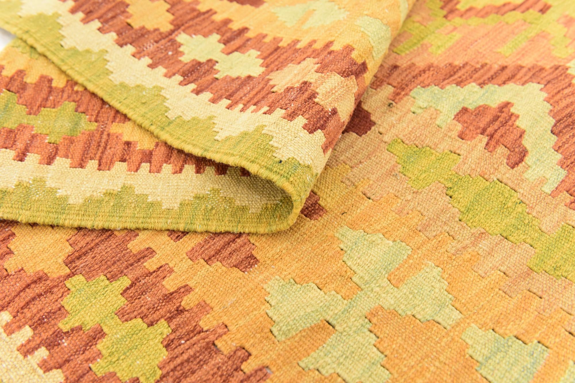 4' 7 x 6' 7 Hand Woven Kilim Waziri Wool Rug