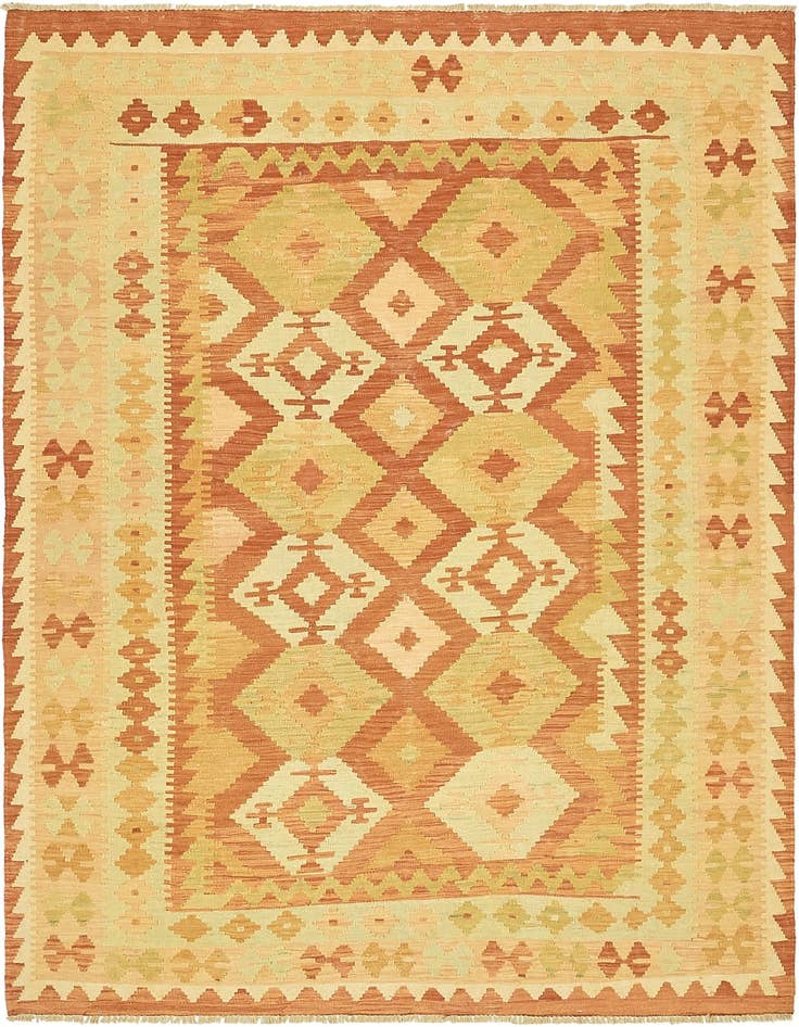 Detail image of 4' 8 x 6' 8 Hand Woven Kilim Waziri Wool Rug