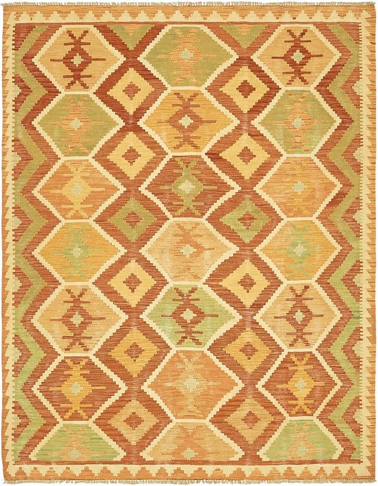 Detail image of 4' 7 x 6' 8 Hand Woven Kilim Waziri Wool Rug
