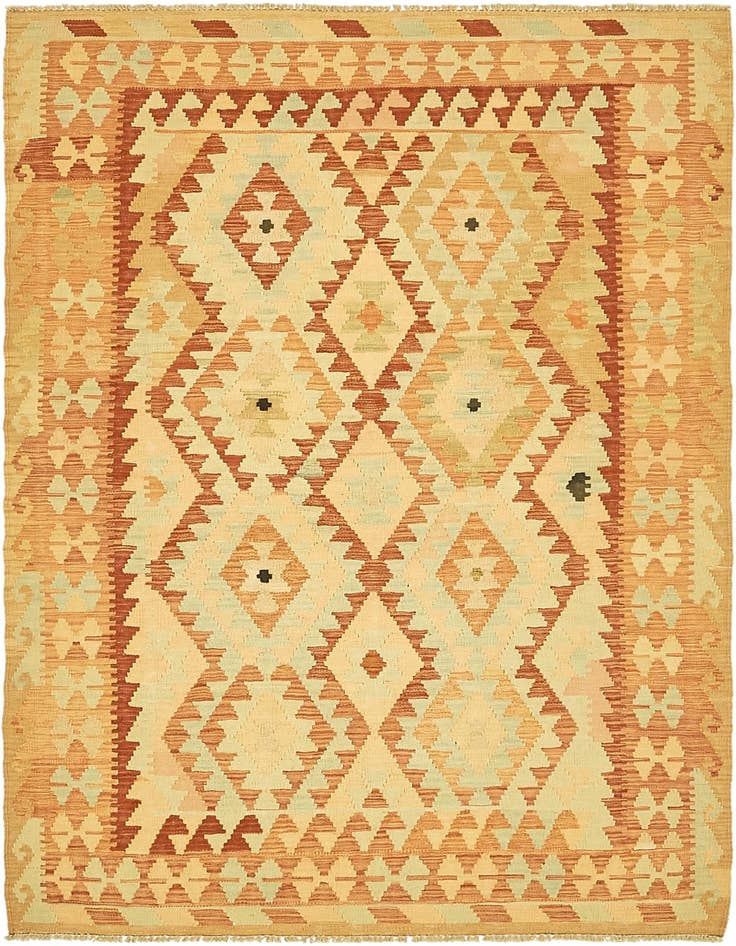 Detail image of 4' 3 x 6' 3 Hand Woven Kilim Waziri Wool Rug