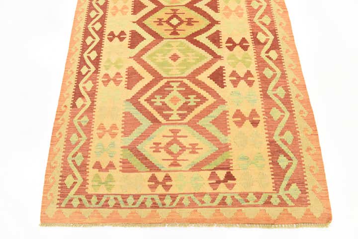 4' x 6' 2 Hand Woven Kilim Waziri Wool Rug