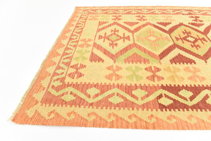 Detail image of 4' x 6' 2 Hand Woven Kilim Waziri Wool Rug
