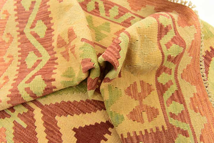 4' x 6' 2 Hand Woven Kilim Waziri Wool Rug