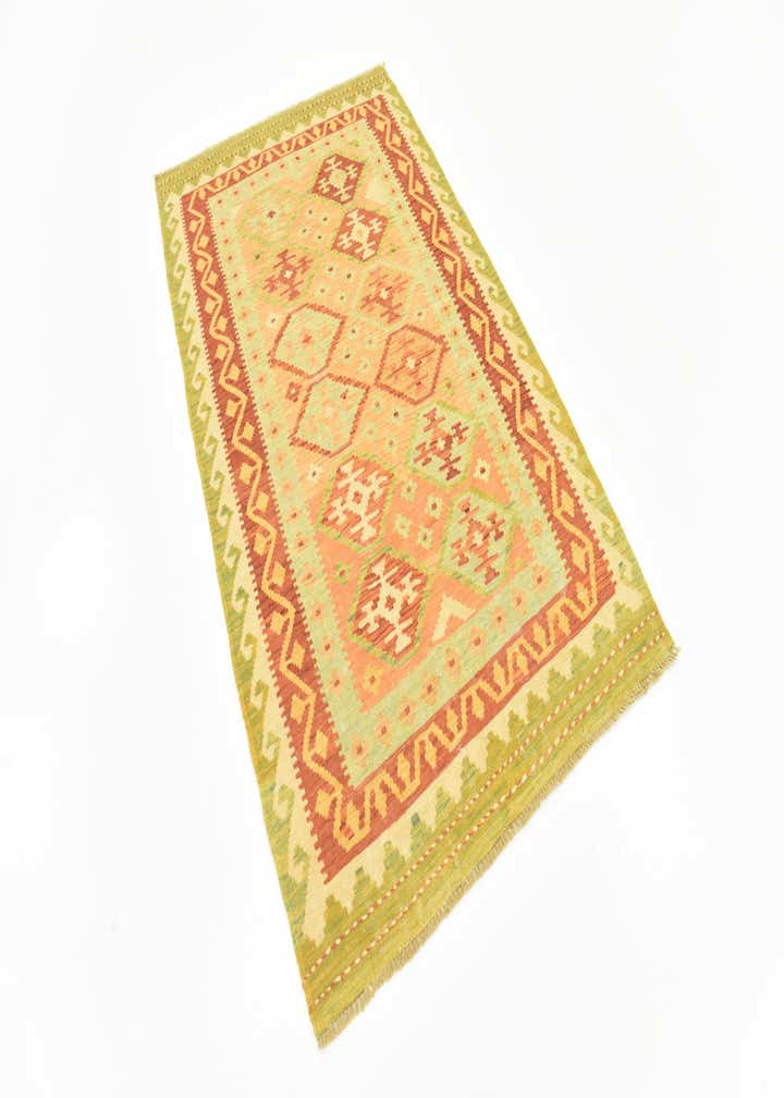 3' 7 x 6' 2 Hand Woven Kilim Waziri Wool Rug