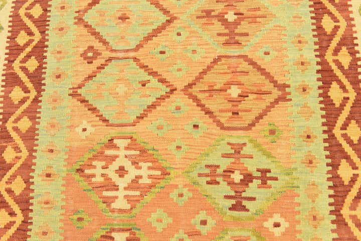 3' 7 x 6' 2 Hand Woven Kilim Waziri Wool Rug