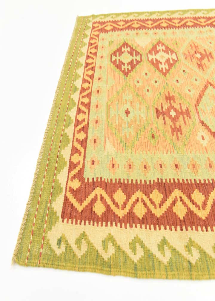 3' 7 x 6' 2 Hand Woven Kilim Waziri Wool Rug
