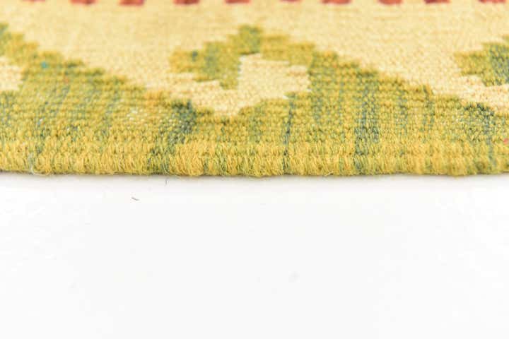 3' 7 x 6' 2 Hand Woven Kilim Waziri Wool Rug
