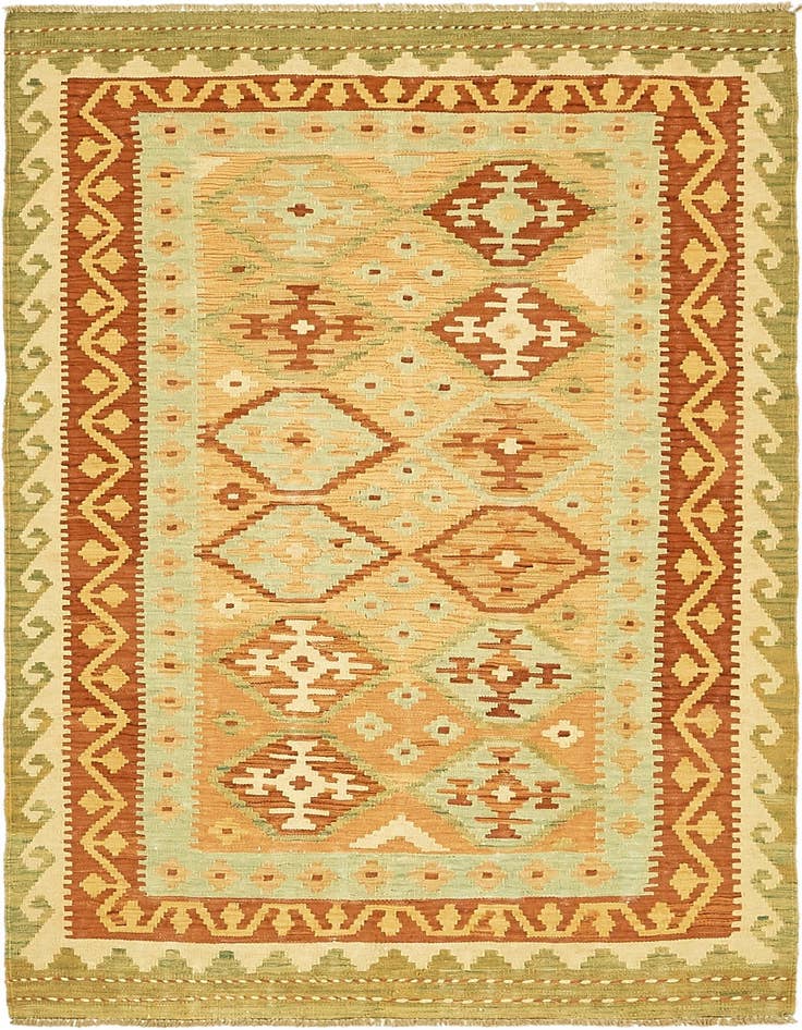 Detail image of 3' 7 x 6' 2 Hand Woven Kilim Waziri Wool Rug
