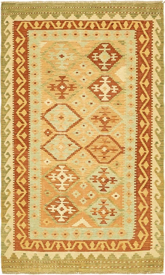 Detail image of 3' 7 x 6' 2 Hand Woven Kilim Waziri Wool Rug