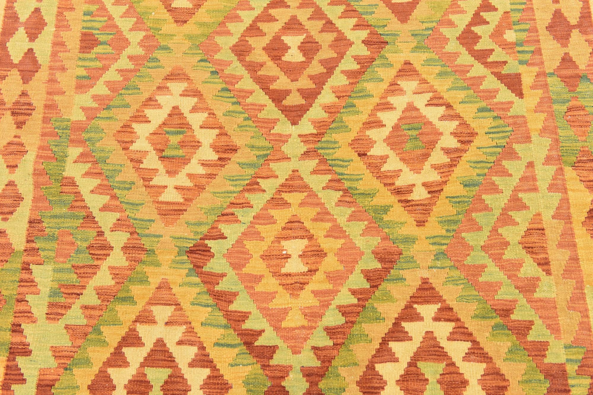 4' 3 x 5' 9 Hand Woven Kilim Waziri Wool Rug