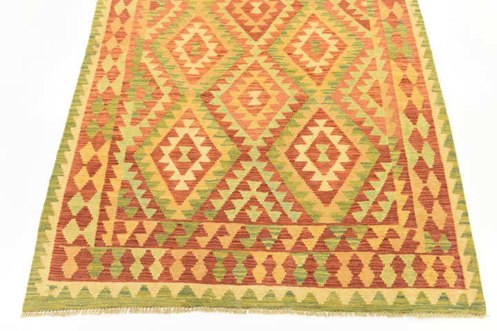 4' 3 x 5' 9 Hand Woven Kilim Waziri Wool Rug