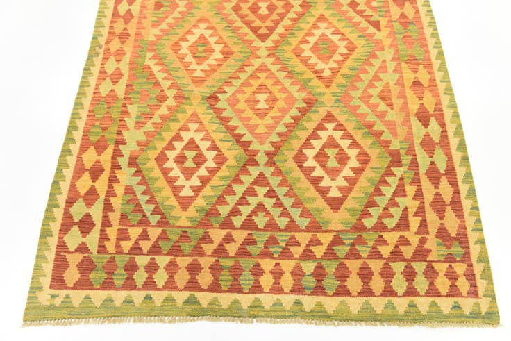 Detail image of 4' 3 x 5' 9 Hand Woven Kilim Waziri Wool Rug