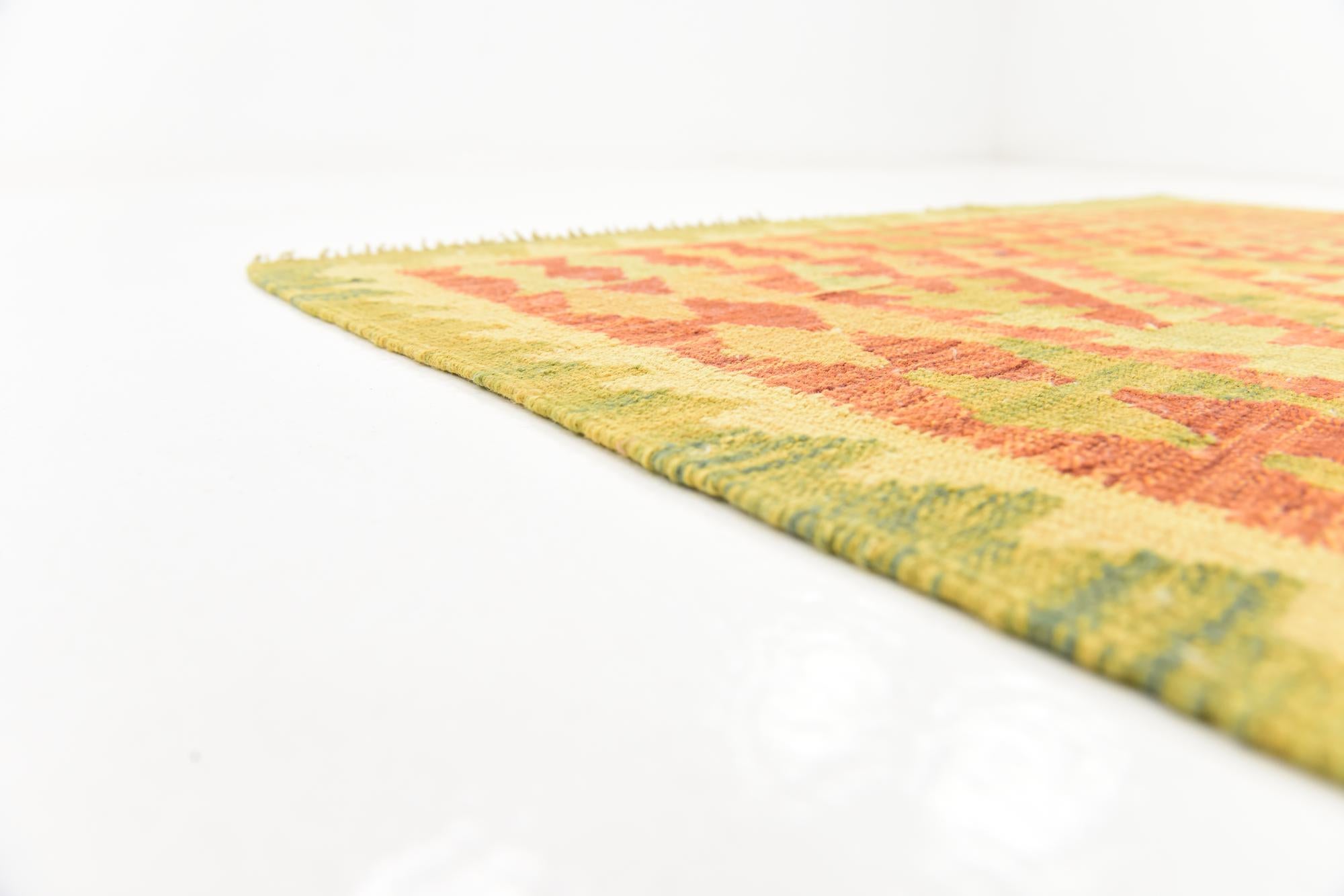 4' 3 x 5' 9 Hand Woven Kilim Waziri Wool Rug