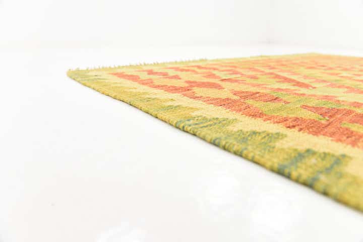 4' 3 x 5' 9 Hand Woven Kilim Waziri Wool Rug