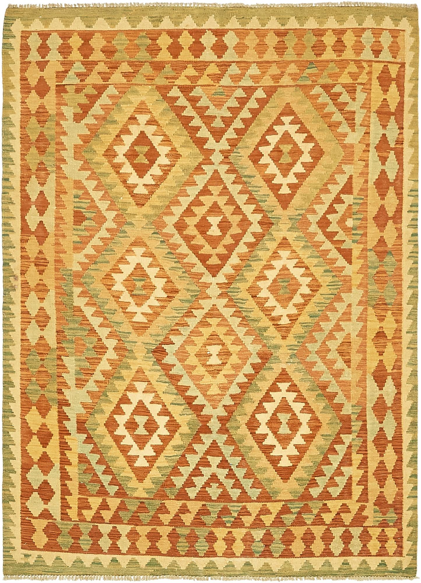 4' 3 x 5' 9 Hand Woven Kilim Waziri Wool Rug
