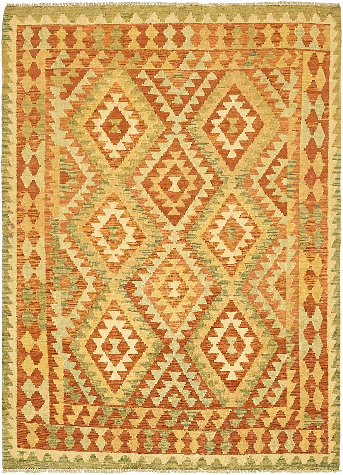 4' 3 x 5' 9 Hand Woven Kilim Waziri Wool Rug