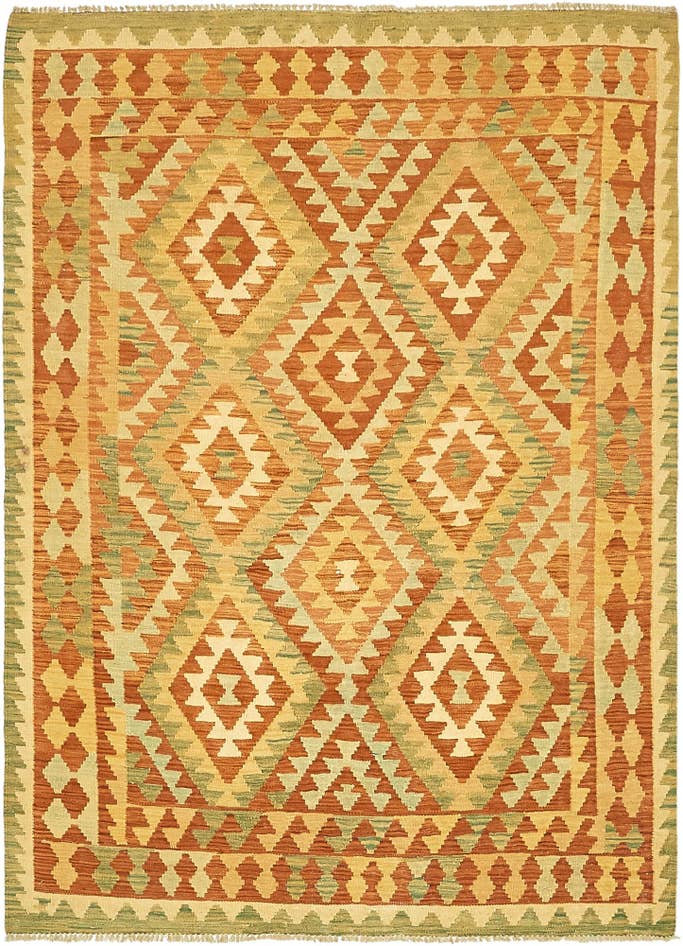 Detail image of 4' 3 x 5' 9 Hand Woven Kilim Waziri Wool Rug