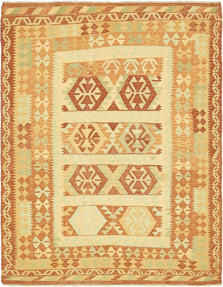 Detail image of 4' 10 x 6' 8 Hand Woven Kilim Waziri Wool Rug