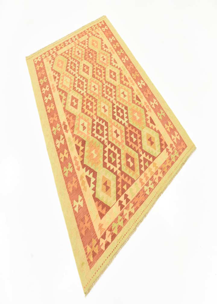 4' 9 x 6' 6 Hand Woven Kilim Waziri Wool Rug