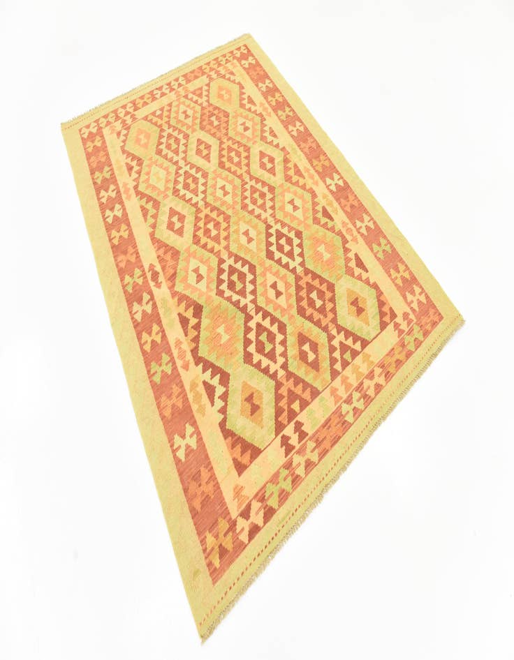 Detail image of 4' 9 x 6' 6 Hand Woven Kilim Waziri Wool Rug
