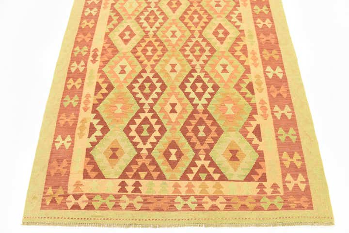4' 9 x 6' 6 Hand Woven Kilim Waziri Wool Rug