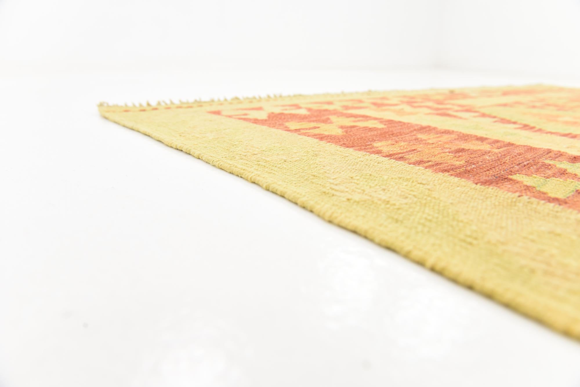 4' 9 x 6' 6 Hand Woven Kilim Waziri Wool Rug