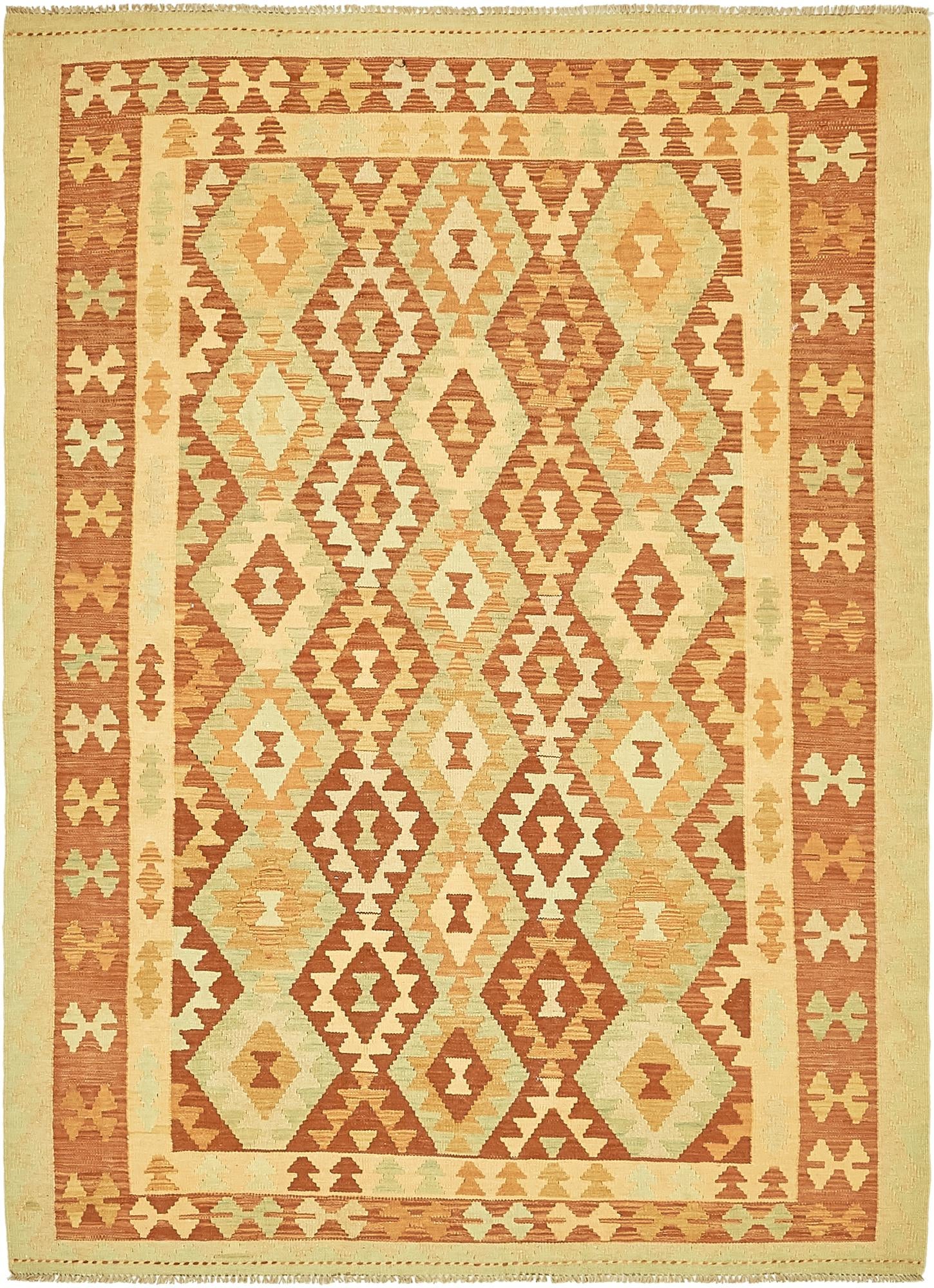 4' 9 x 6' 6 Hand Woven Kilim Waziri Wool Rug